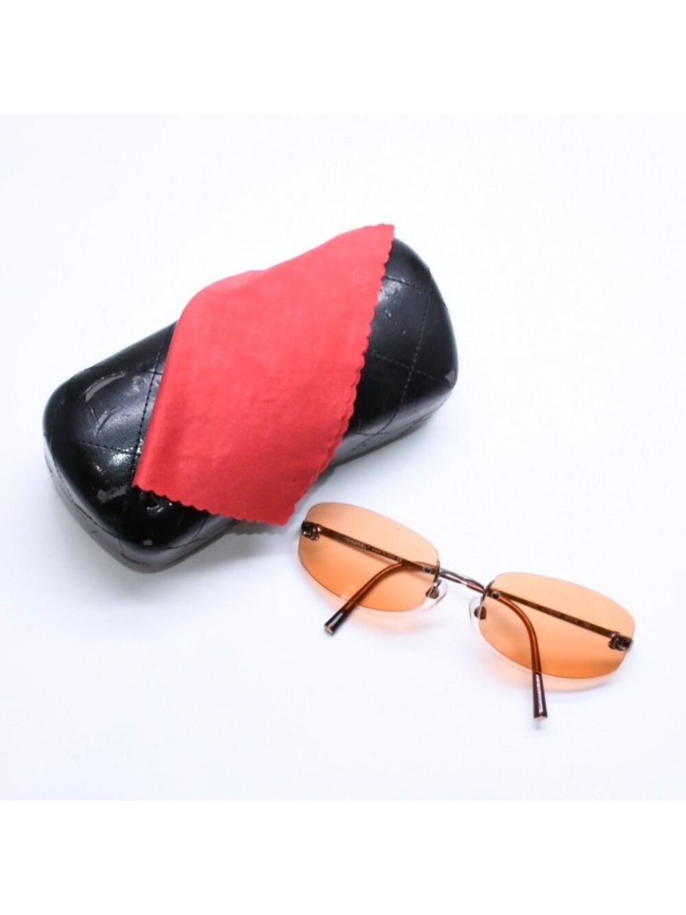 Chanel Rimless Sunglasses Side CC Logo Metal Orange 19 Eyewear